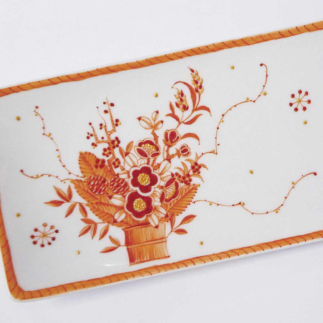 赤色で描かれた洋風の門松